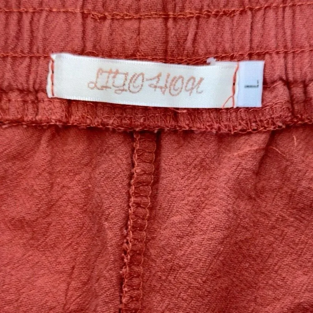 Liyo Hon Orange Ruffle Skort Elastic Waist Boho Mini Shorts Skirt L